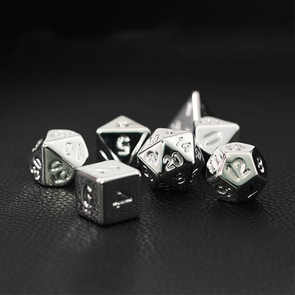 7 Pcs Silver Acrylic Dice Set for DND and RPG Table Games