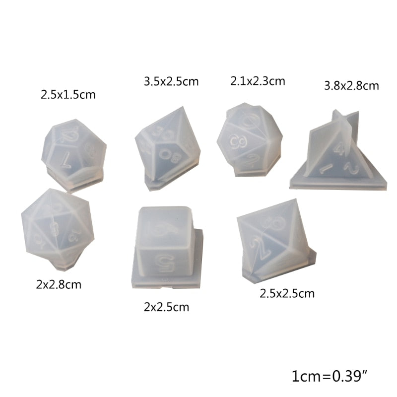 Set of 7 Silicone Dice Molds
