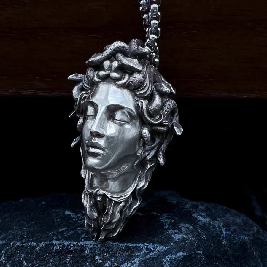 Handcrafted Sterling Silver Ancient Greek Myth Medusa Necklace Pendant