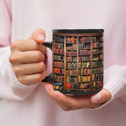 Library Bookshelf Printed Ceramic Mug