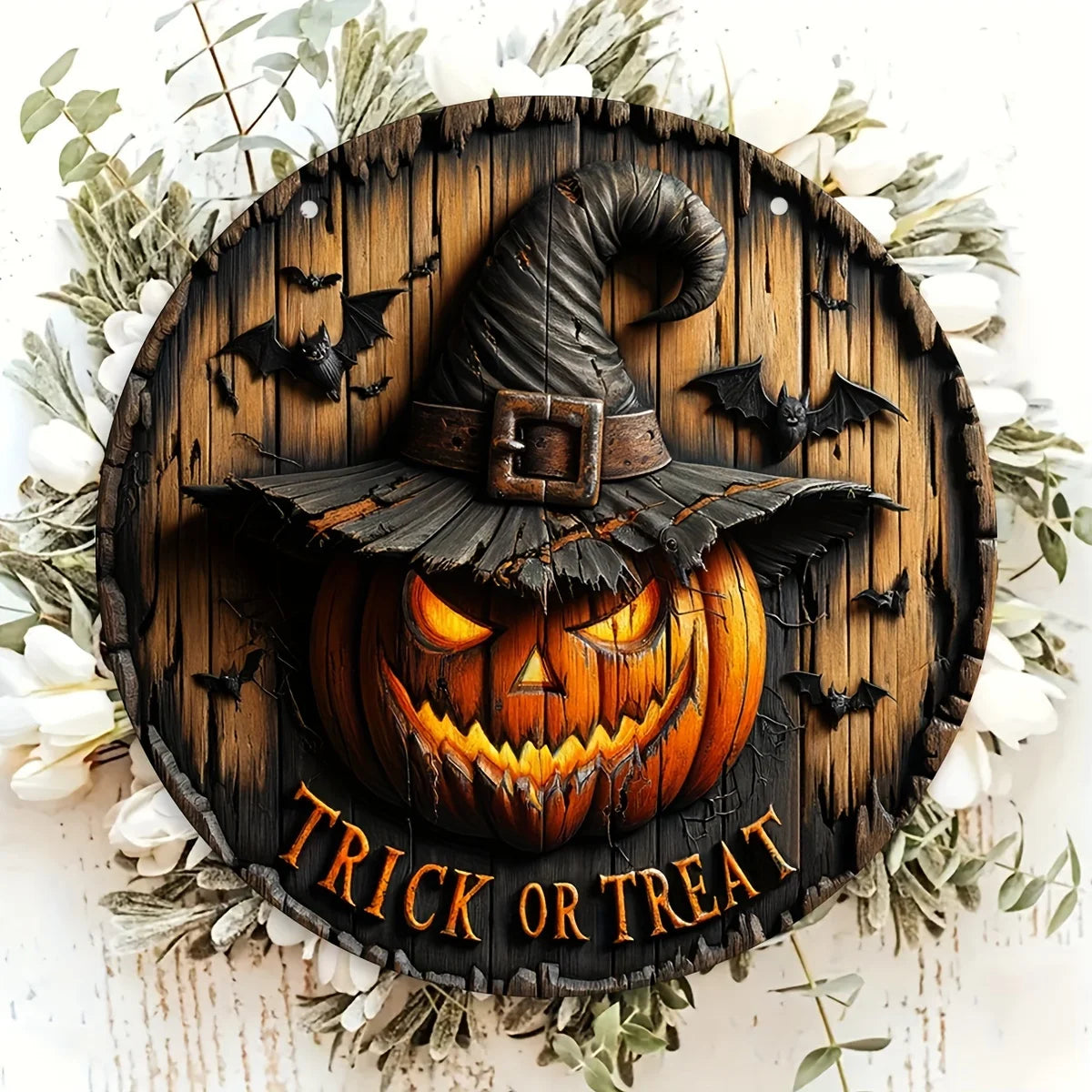 Vintage Wooden Halloween Pumpkin or Ghost Sign