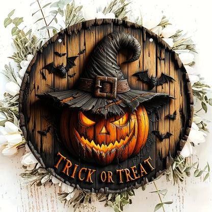 Vintage Wooden Halloween Pumpkin or Ghost Sign