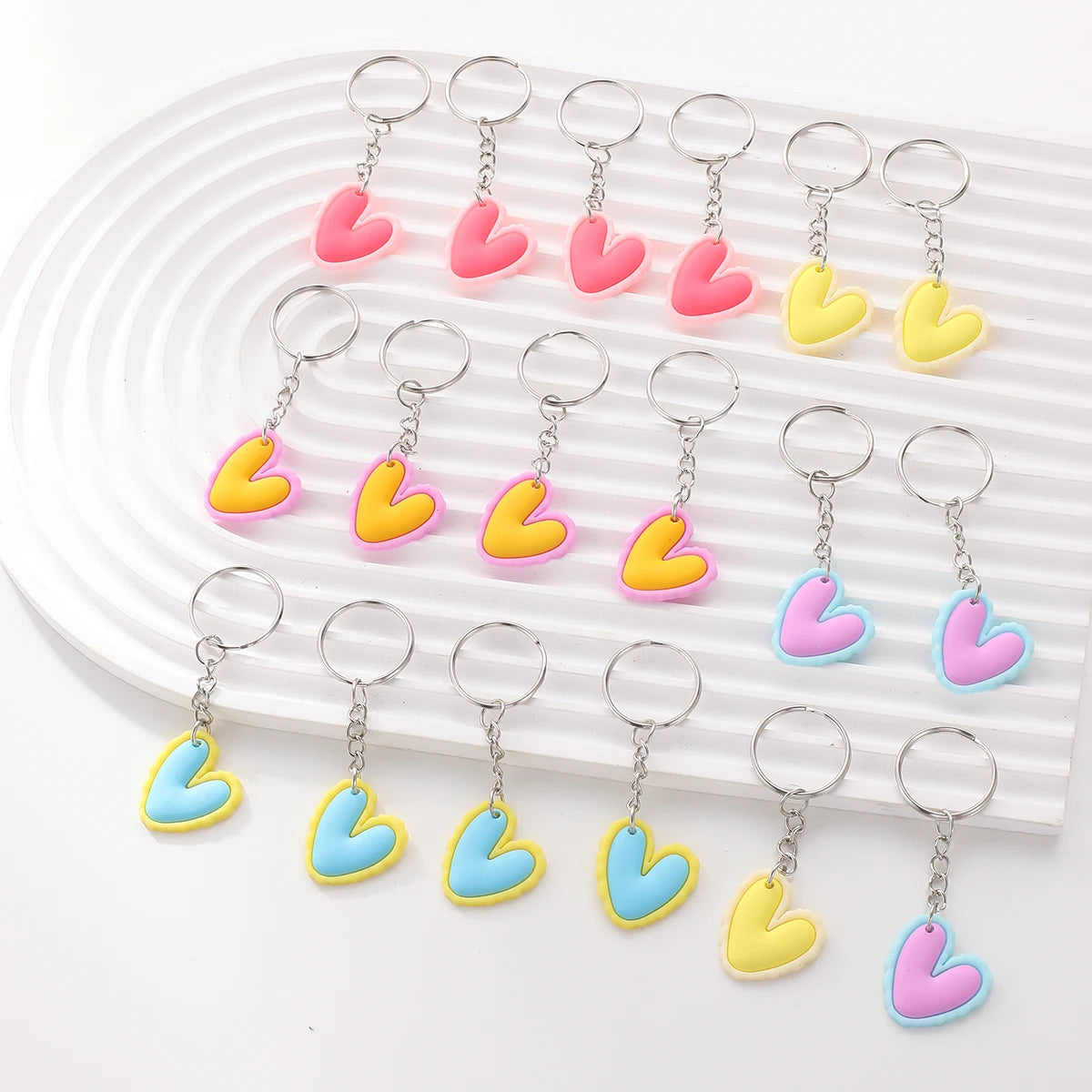 18 Pcs PVC Heart Pendant Keychain Set