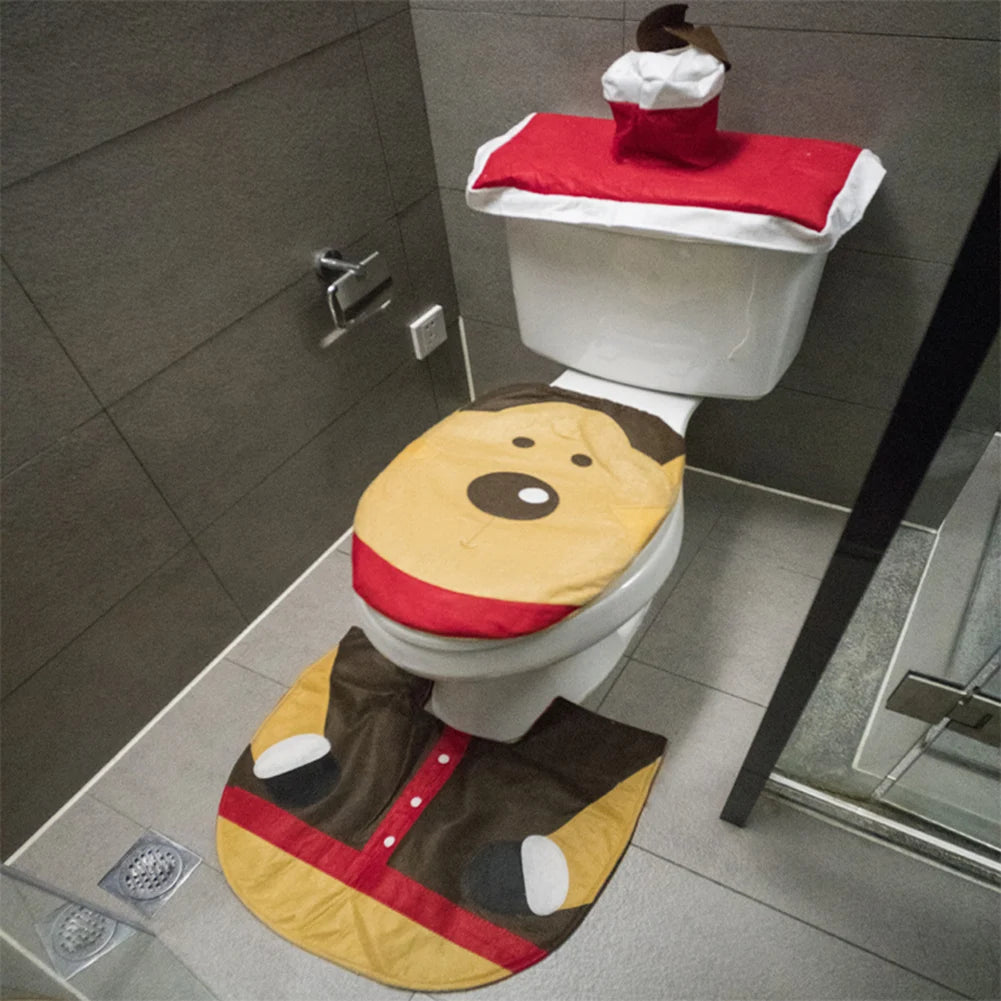 Christmas Decorative Toilet Seat Cover Set