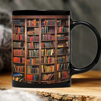 Library Bookshelf Printed Ceramic Mug