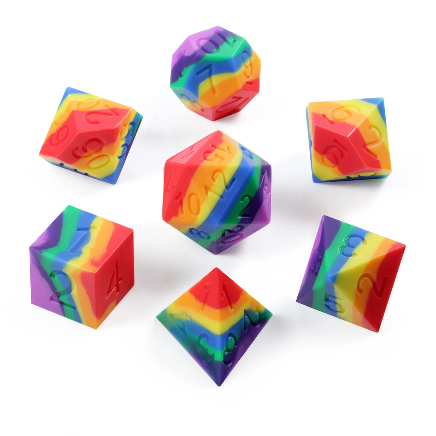 7 Pcs Multi Color Silicone Rubber Dice Set