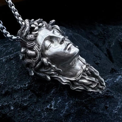 Handcrafted Sterling Silver Ancient Greek Myth Medusa Necklace Pendant