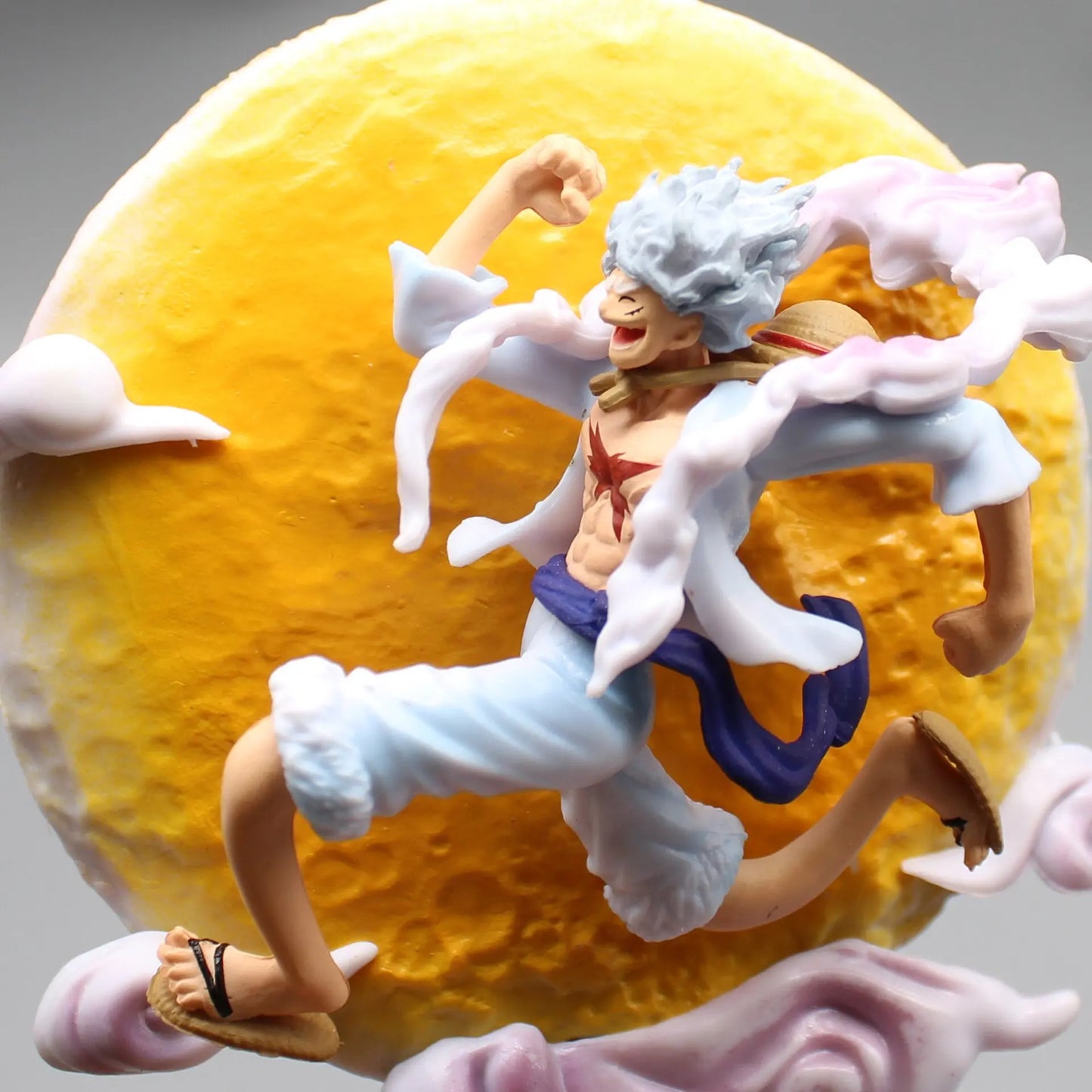 Mini PVC One Piece Sun God Nika Monkey D Luffy Gear 5 Replica Statuette with Backlight