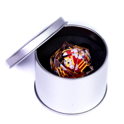 Cusdie Resin Sharp Edge D20 Dice with Metal Case