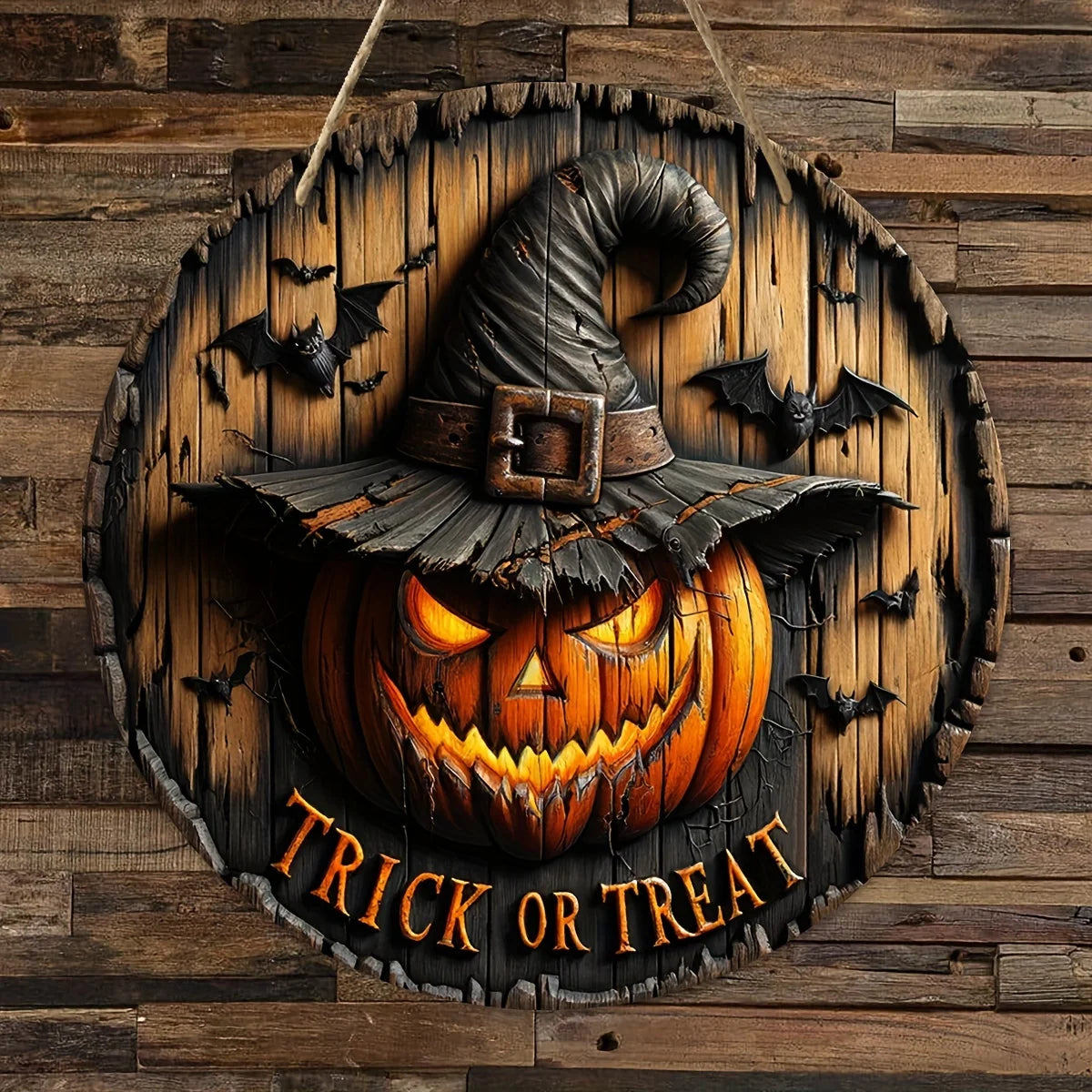 Vintage Wooden Halloween Pumpkin or Ghost Sign