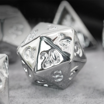 7 Pcs Silver Acrylic Dice Set for DND and RPG Table Games