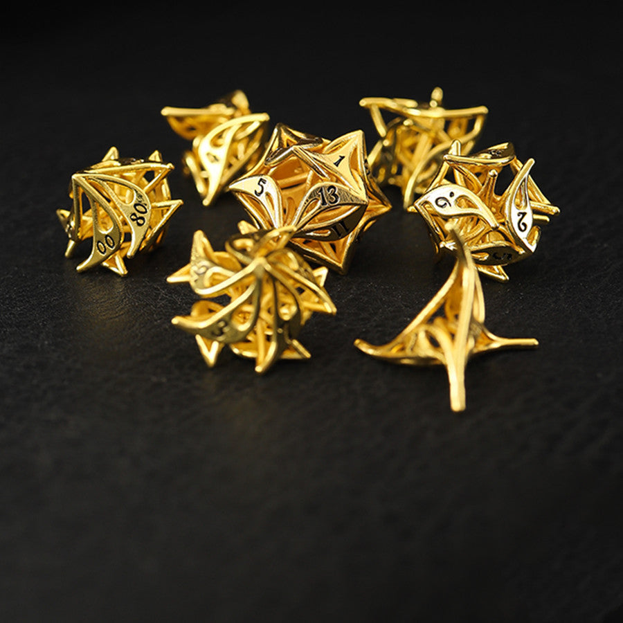 Brass Gold Leaf or Black Cutout Metal Dice Set